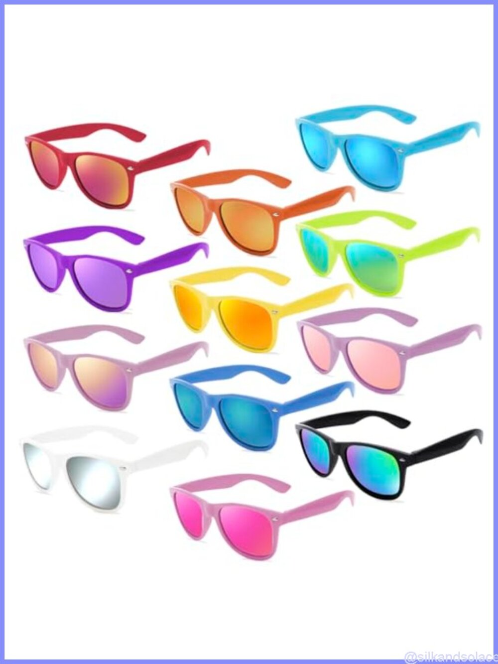 Retro Rewind Neon 80s Sunglasses 12 Pack Mirrored Lenses UV400 Heart